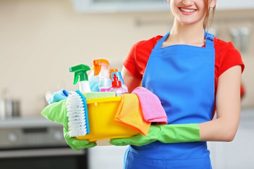 Communal entrance cleaning in a West Hampstead apartment block